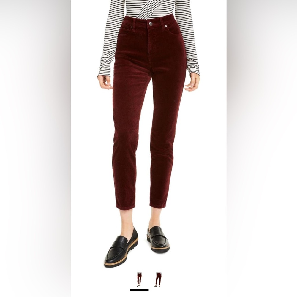 NWT Oat NY Burgundy Red Corduroy High Rise Skinny Pants